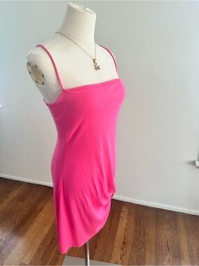 Lush Hot Pink Bodycon Mini Dress Spaghetti Strap Y2K Dress S